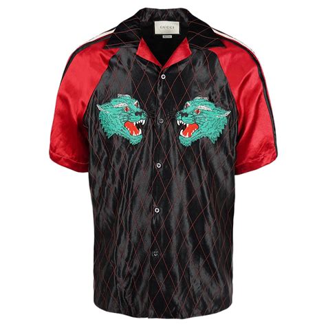 gucci panther bowling shirt|gucci button up shirt men.